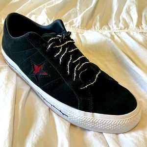 Converse One Star Pro Much Love Black & Red Suede Skate Shoes